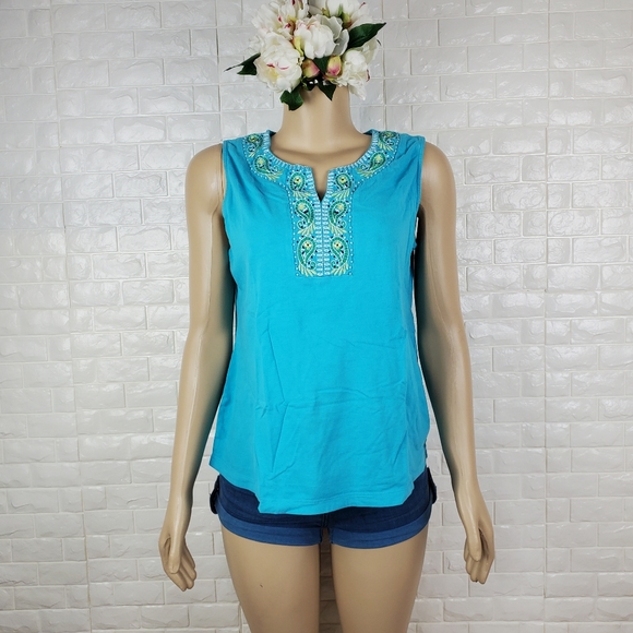 croft & barrow large blue sleeveless top ( 5 for $20 ) - Picture 2 of 9